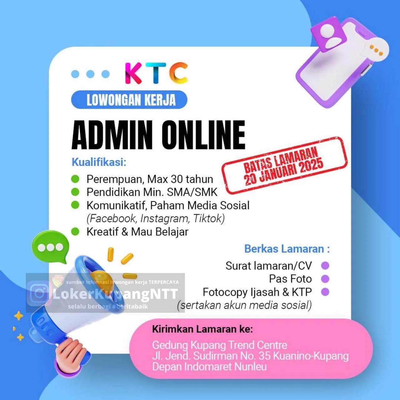 Lowongan Kerja Terbaru KTC Sebagai ADMIN ONLINE Lowongan Kerja Terbaru KTC Sebagai ADMIN ONLINE