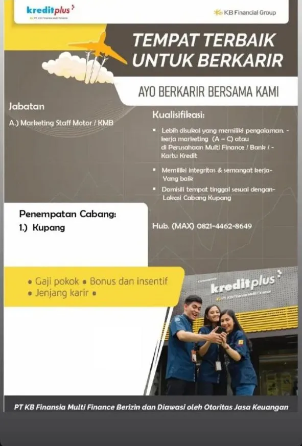 Lowongan Kerja Terbaru KreditPlus Posisi Marketing Staff Motor Lowongan Kerja Terbaru KreditPlus Posisi Marketing Staff Motor