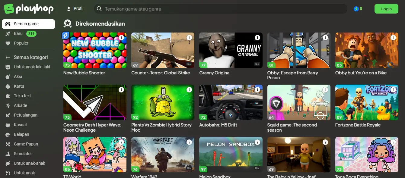 Playhop.com - Situs Game Online Tanpa Download