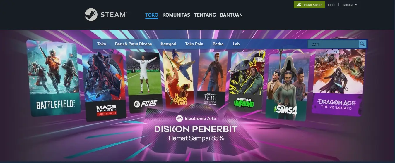 Steam - Situs Download Game PC Paling Populer