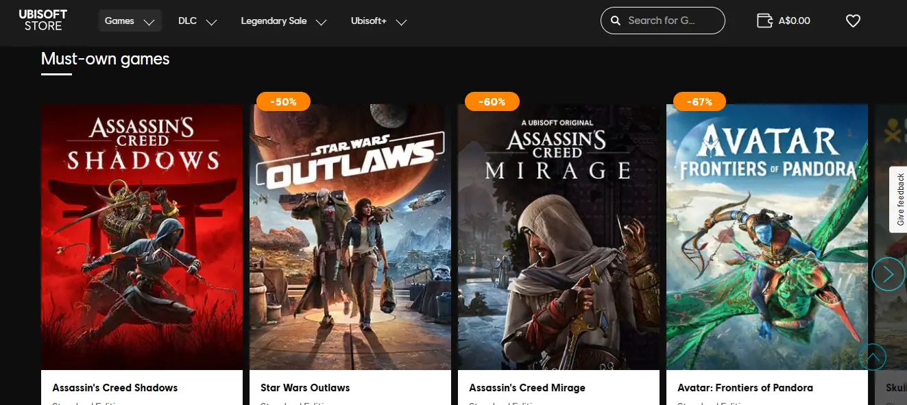 Ubisoft Store - Situs Download Game untuk Pengguna Ubisoft Connect