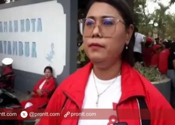 Istri Wabup Belu Fridolin Besin Ikut Lomba Gerak Jalan dari tim PKK dan Dekranasda Belu