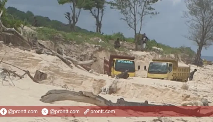 Pantai Bina Natu Rusak parah akibat Penambangan Pasir Liar