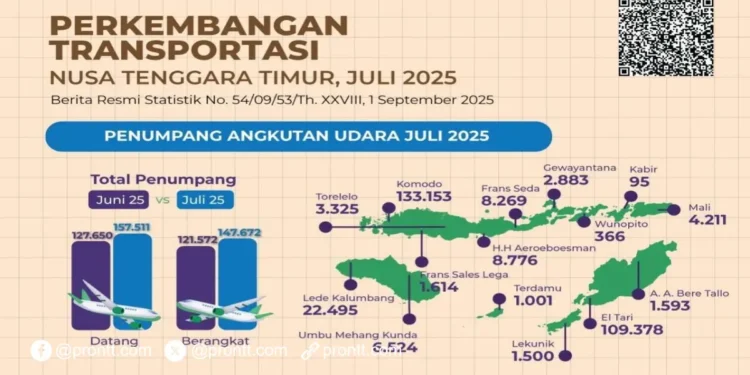 BPS NTT Rincikan Perkembangan Transportasi di NTT pada bulan Juli 2025